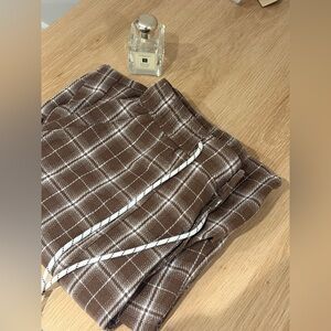 brown plaid waist adjustable pants
